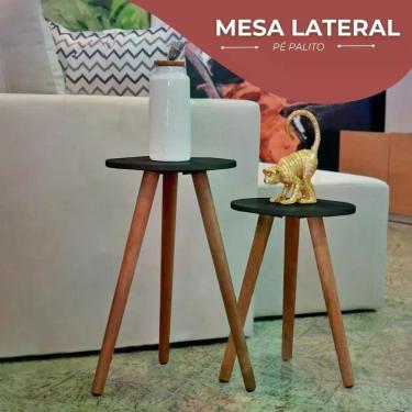 Imagem de Mesa De Canto Decorativa Para Sala Mesinha Lateral Sofá - KELAN, Preto