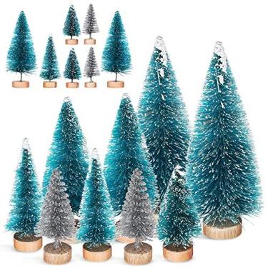 Imagem de Gatuida 28 Unidades Árvore De Natal Suprimentos De Natal Decorações Para Árvores De Natal Mini Árvores De Natal Artificiais Enfeite De Mesa Arvore De Natal Área De Trabalho Plástico Geada