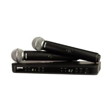 Imagem de Shure Sistema de microfone sem fio BLX288/SM58 - vida útil da bateria de 14 horas, alcance de 91 m, UHF | Inclui (2) microfones vocais portáteis SM58, receptor de canal duplo | Banda H11