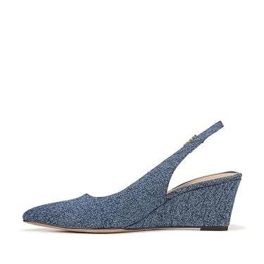 Imagem de Franco Sarto Sapato feminino Tessa bico fino com salto anabela, Tecido azul jeans, 8.5