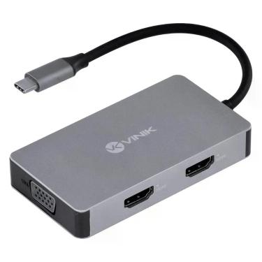 Imagem de Hub Usb Tipo C - Type C 5 Em 1 Com 2 Hdmi + Vga + Usb...