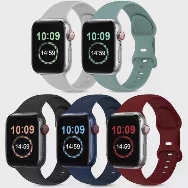 Imagem de Kit 5 Pulseiras De Silicone Esportivas Compatíveis Com Aple Watch De 45mm 44mm, 42mm Compatíveis Com Iwatch Series 8-7-6