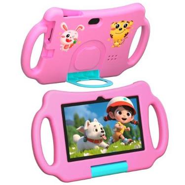 Imagem de Vyrolina Tablet infantil 7 polegadas 4GB RAM 32GB de memória, capa leve à prova de choque, bateria de longa duração, controle parental, câmera dupla WiFi para crianças de 3 a 7 anos, bom presente