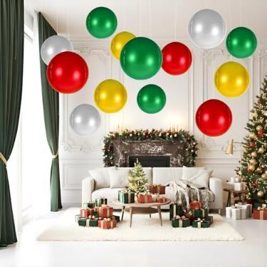 Imagem de Simgoing 24 balões de alumínio de 45,7 cm para teto, bolas de Natal, enfeites de pendurar no teto, balões de Natal, enfeites para decoração interna de festas de Natal, festas de fim de ano (cor fresca