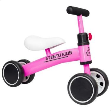 Imagem de Bicicleta Andador Tico-Tico De Equilíbrio Sem Pedal Infantil 4 Rodas (Rosa)