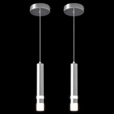 Imagem de LIANGMH Luminária Pendente Moderna Para Cozinha, Luminária Pendente Led Cromada Regulável Para Ilha De Cozinha, Mesa De Cabeceira, Quarto, Pequenas Luzes Pendentes (Pacote Com 2)