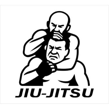 Imagem de Adesivo "Lutador Jiu - Jitsu" Arte Suave, BJJ, UFC, MMA, Tatame, Golpe M. Leao (PRETO, 15x16,5 cm)