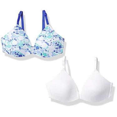 Imagem de Hanes Pacote com 2 sutiãs femininos moldados sem aro, Estampa de pompom de aço/branco, 36