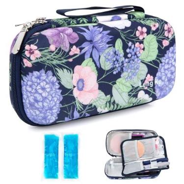 Imagem de YOUSHARES Estojo De Viagem Para Refrigerador Insulina - Organizador Térmico Diabéticos, Bolsa Térmica Portátil Isolamento Medicamentos, Caneta Com 2 Bolsas Gelo Aprovadas Pela Tsa (Hortênsia)