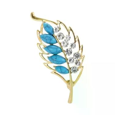 Imagem de Broches De Folha Coloridos Com Strass Para Mulheres E Unissex, Alfinet