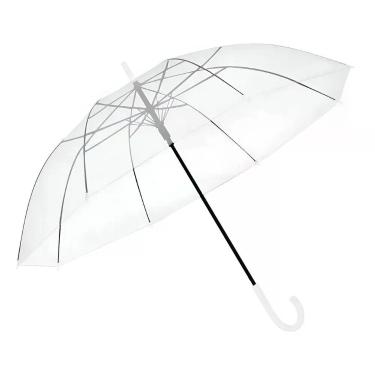 Imagem de Guarda-chuva Transparente Tipo Cúpula 81cm X 112cm Com 7 Varetas E Cabo Bengala Resistente Ao Vento