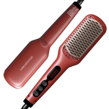 Imagem de Escova alisadora de cabelo iônica Megawise Pro 2025 atualizada – Aquecimento rápido dos anos 20, desligamento automático, antiqueimadura, tensão dupla, cabo de alimentação rotativo – Estilo de salão
