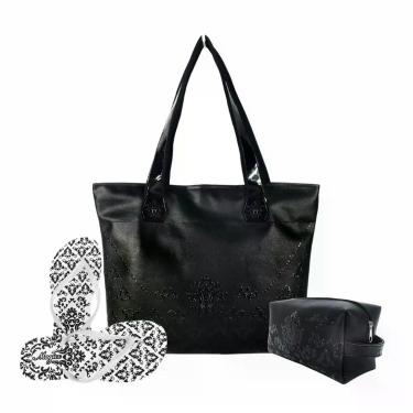 Imagem de Kit Bolsa Feminina Casual Arabescos Com Necessaire e Chinelo Magicc KI
