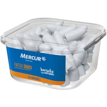 Imagem de Borracha Ponteira Branca para Lápis - Pote com 50 Unidades - Mercur