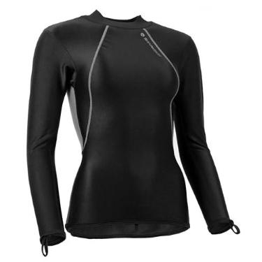 Imagem de Sharkskin Blusa feminina de manga comprida à prova de frio, Preto, US12