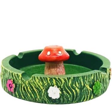 Imagem de Neletao Cinzeiro bonito para cinzeiros legais para fumantes de maconha e usuários de bong, fantástico cinzeiro de resina de cogumelo decoração para escritório em casa, presentes de ornamento vermelho