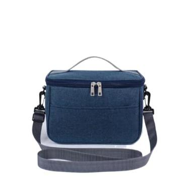 Imagem de Bolsa Térmica de Mão a Prova D'água Para Levar Sucos, Lanches e Marmitas (Azul Marinho/P)