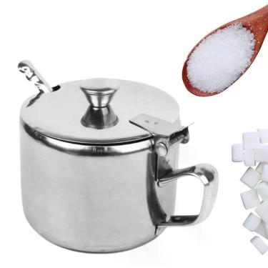 Imagem de Açucareiro de Aço Inox Premium 220ML com Colher e Tampa para Mesa Top Rio Comercial
