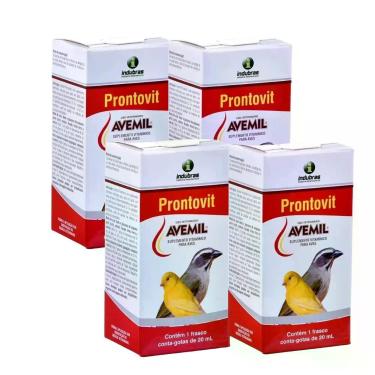 Imagem de 4 Avemil Prontovit 20ml Indubras Suplemento Para Pássaros e Aves