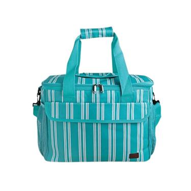 Imagem de Bolsa Térmica A/Casa Poliéster 26L Verde e Creme – Prática e Estilosa