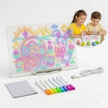 Imagem de Lousa Mágica LED Brinquedo Educativo Infantil Escreve Apaga Painel Tra