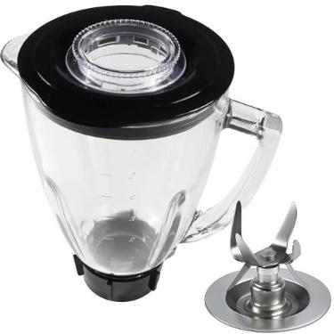 Imagem de HQRP Substituição do conjunto de frascos de vidro para liquidificador Oster Osterizer, 014709-156-000 004902-003-NP0 084036000000 124461, jarro de 1,25L, capacidade de 0,33 galão, redondo não serve