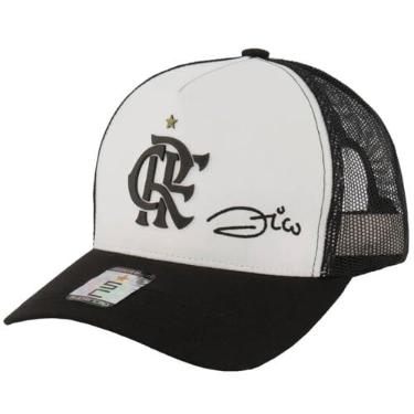 Imagem de Boné Flamengo Zico Branco e Preto