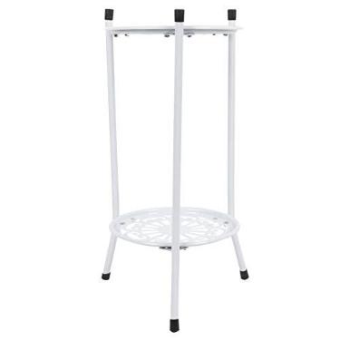 Imagem de Aramox Suporte de Planta de Metal de 2 Camadas, Prateleira de Exposição para Vasos de Flores Com Estrutura de Suporte de tripé, para Jardim Interno Externo, Varanda, Decoração de (Branca)