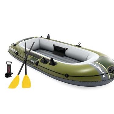 Imagem de INTEX Conjunto de barcos infláveis Seahawk 66332EP 2: Inclui remos de alumínio deluxe de 122 cm e bomba de alto rendimento – PVC SuperStrong – Suportes para vara de pesca – 2 pessoas – Capacidade de