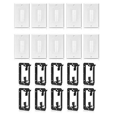 Imagem de Pacote com 10 placas de parede com escova única com suporte de montagem de baixa tensão, cabo de passagem através da inserção para fios, tomada de parede, alto-falante HDTV, rede HDMI, sistemas de home theater, passagem (branco)