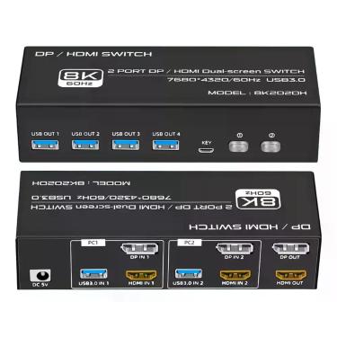 Imagem de Chaveador Switch KVM 2x2 HDMI e Displayport 8k - LM