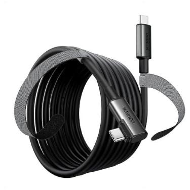 Imagem de Cabo Angular USB C para Link Headset 5M Preto Alta Velocidade Transmissão Dados Conector Robusto Design Ergonômico Longo Durável Ideal para Jogos VR