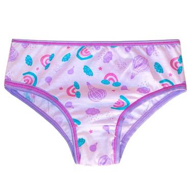 Imagem de Kit 8 Roupa Intima Calcinho Infantil Menina Estampada Para Criança - E