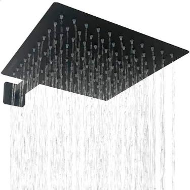 Imagem de Dona D Cor, Ducha Preta Inox 30x30cm Quadrada De Parede Chuveiro Slim