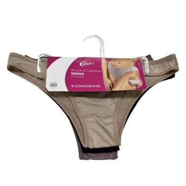 Imagem de Kit com 3 Calcinhas Tanga Microfibra - ESBELT, Bg, Pto, Nu, P