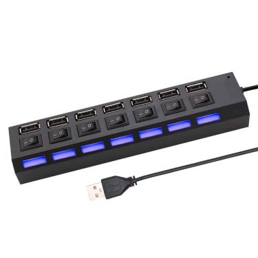 Imagem de Hub 7 Portas Usb 2.0 Led C/ Chave Seletora Entrada P/ Fonte - GUIRO
