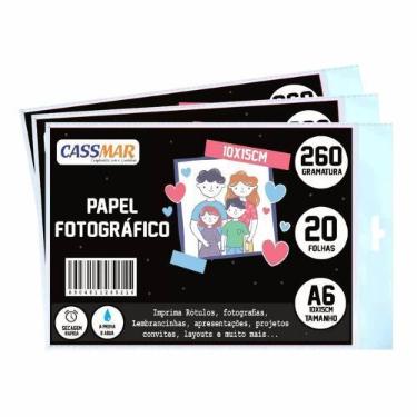 Imagem de Papel Fotográfico Glossy Brilhante 10X15 260G Cassmar 800 Folhas