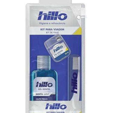 Imagem de Kit Viagem Hillo, Gel Dental Menta 60g, Fio Dental Hillo 25 Metros e Escova de Dente de Viagem