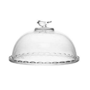 Imagem de Queijeira em Cristal Transparente c/Tampa Bird 20cm Wolff