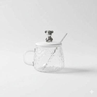 Imagem de Caneca De Vidro Bear Ursinho Com Tampa E Colher Transparente - Sem mar