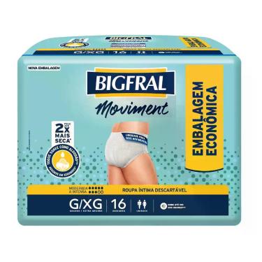 Imagem de Roupa Íntima Bigfral Moviment Unissex G/XG 16 Unidades, 16 unidades, 1
