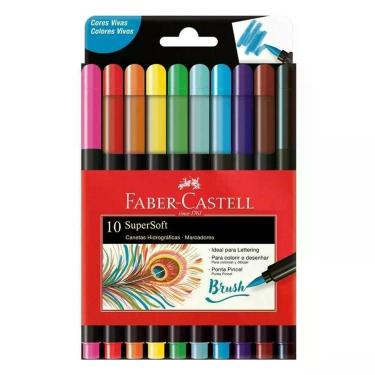 Imagem de Caneta Hidrográfica Supersoft Brush 150710soft 10 Cores - Faber Castel