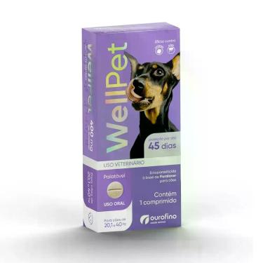 Imagem de Antipulgas Carrapatos Wellpet Cães Ourofino 400mg 20,1 A 40kg - OURO F