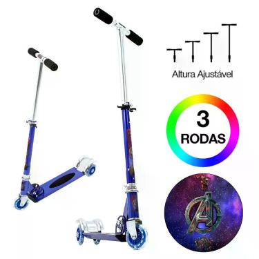 Imagem de Patinete Vingadores Infantil Meninos de Três Rodas Azul - DM Radical