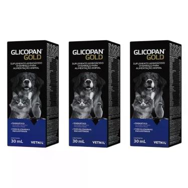 Imagem de Combo 3 Unidades Glicopan Gold 30 ml Suplemento Cães e Gatos - Vetnil
