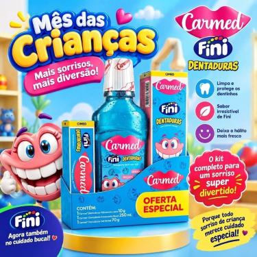 Imagem de Kit Carmed Dentaduras Fini Gel Dental + Enxaguante + Labial - CIMED