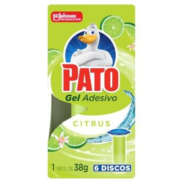 Imagem de Pato Desodorizador Sanitário Gel Adesivo Refil Citrus, 6 Discos