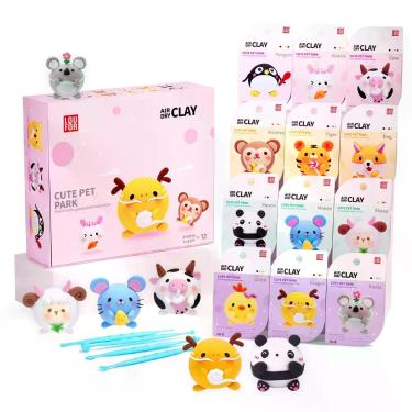 Imagem de Argila de Secagem ao Ar LOUFOR  Kit Infantil de Modelagem com 12 Caixa