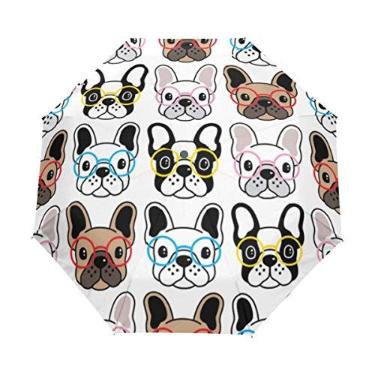 Imagem de U LIFE Guarda-chuva de sol fofo para cachorrinho animal abre automaticamente, guarda-chuva antiUV dobrável, compacto e automático
