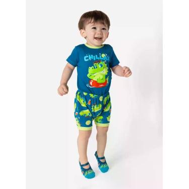 Imagem de PIJAMA MANGA CURTA BEBÊ MENINO VISCO JACARÉ RELAX PUKET TAMANHO:6 A 9 